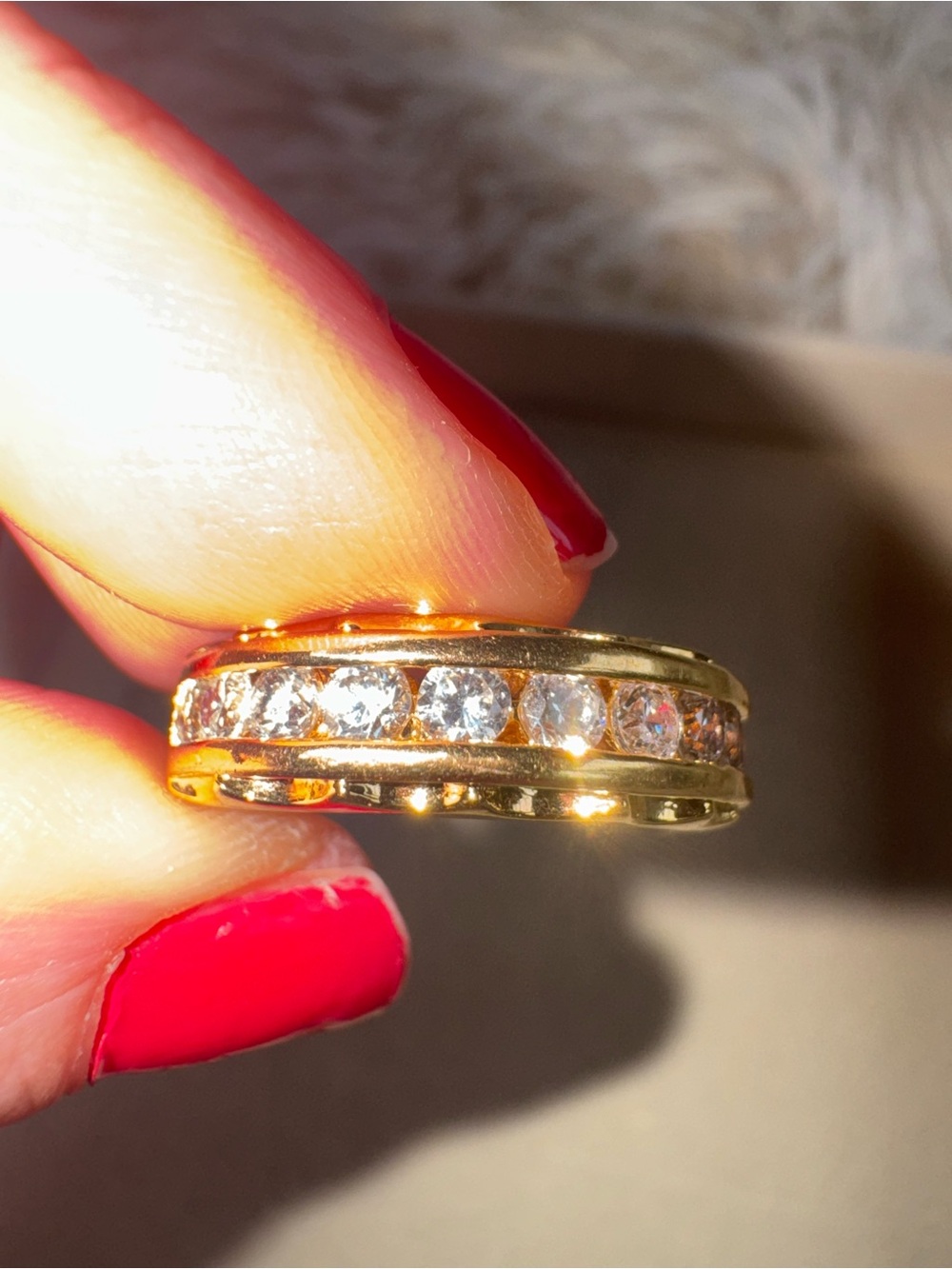 Seta Gold-Tone Channel CZ Band Ring - Size 7